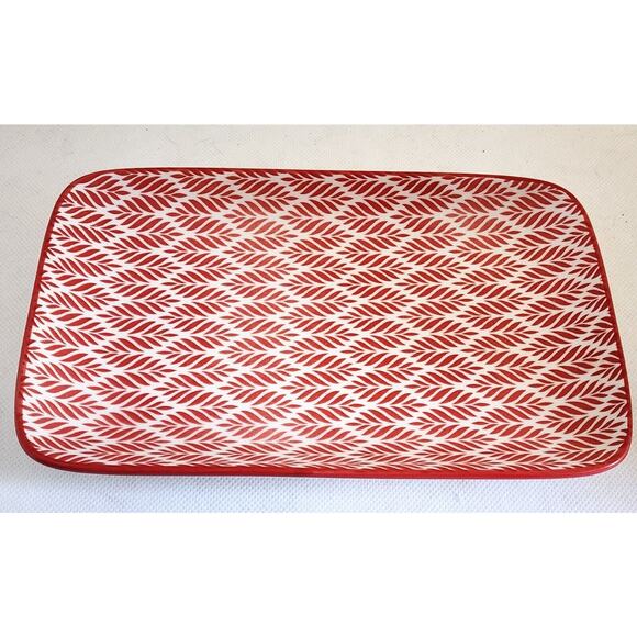 PLATES-SMALL BITES/APPETIZER/BUFFET-SALAMICA-Abstract Design-Red-Orange-Set of 2 - Picture 4 of 9